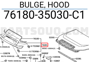Toyota 7618035030C1 BULGE, HOOD