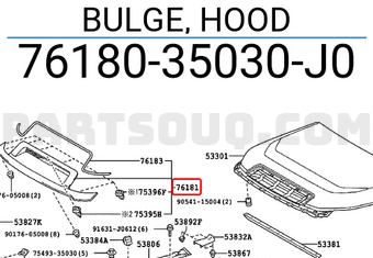 Toyota 7618035030J0 BULGE, HOOD