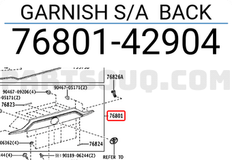 Toyota 7680142904 GARNISH S/A BACK