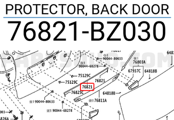 Toyota 76821BZ030 PROTECTOR, BACK DOOR