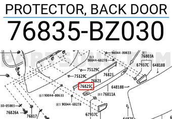Toyota 76835BZ030 PROTECTOR, BACK DOOR
