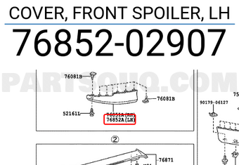 Toyota 7685202907 COVER, FRONT SPOILER, LH