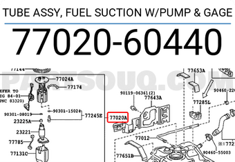 Toyota 7702060440 TUBE ASSY, FUEL SUCTION W/PUMP & GAGE