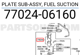 Toyota 7702406160 PLATE SUB-ASSY, FUEL SUCTION