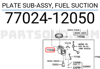 Toyota 7702412050 PLATE SUB-ASSY, FUEL SUCTION