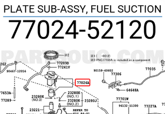 Toyota 7702452120 PLATE SUB-ASSY, FUEL SUCTION