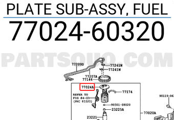 Toyota 7702460320 PLATE SUB-ASSY, FUEL