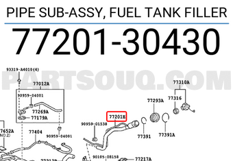 Toyota 7720130430 PIPE SUB-ASSY, FUEL TANK FILLER