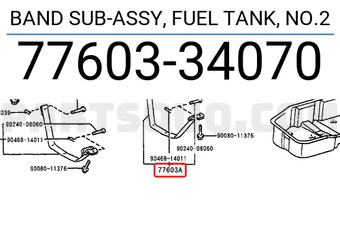 Toyota 7760334070 BAND SUB-ASSY, FUEL TANK, NO.2