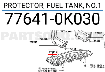 Toyota 776410K030 PROTECTOR, FUEL TANK, NO.1