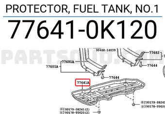 Toyota 776410K120 PROTECTOR, FUEL TANK, NO.1