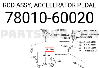 Toyota 7801060020 ROD ASSY, ACCELERATOR PEDAL