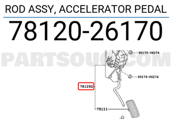 Toyota 7812026170 ROD ASSY, ACCELERATOR PEDAL