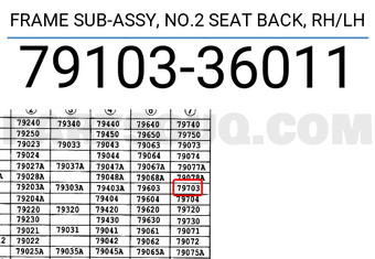 Toyota 7910336011 FRAME SUB-ASSY, NO.2 SEAT BACK, RH/LH