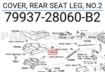 Toyota 7993728060B2 COVER, REAR SEAT LEG, NO.2