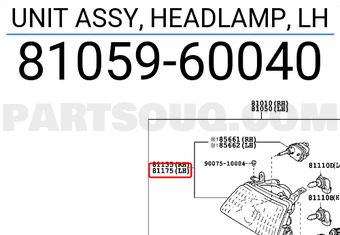 Toyota 8105960040 UNIT ASSY, HEADLAMP, LH