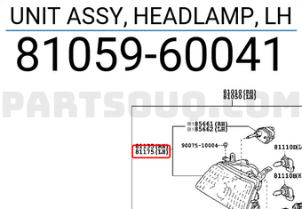 Toyota 8105960041 UNIT ASSY, HEADLAMP, LH