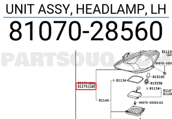 Toyota 8107028560 UNIT ASSY, HEADLAMP, LH