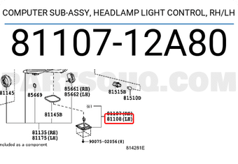 Toyota 8110712A80 COMPUTER SUB-ASSY, HEADLAMP LIGHT CONTROL, RH/LH