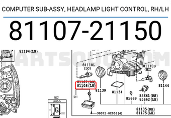 Toyota 8110721150 COMPUTER SUB-ASSY, HEADLAMP LIGHT CONTROL, RH/LH
