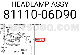 Toyota 8111006D90 HEADLAMP ASSY