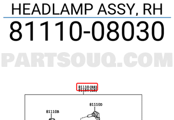 Toyota 8111008030 HEADLAMP ASSY, RH