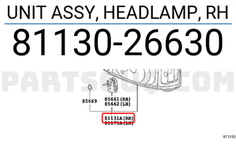 Toyota 8113026630 UNIT ASSY, HEADLAMP, RH