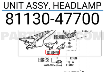Toyota 8113047700 UNIT ASSY, HEADLAMP