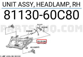 Toyota 8113060C80 UNIT ASSY, HEADLAMP, RH