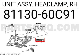 Toyota 8113060C91 UNIT ASSY, HEADLAMP, RH