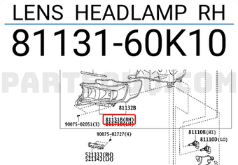 Toyota 8113160K10 LENS HEADLAMP RH
