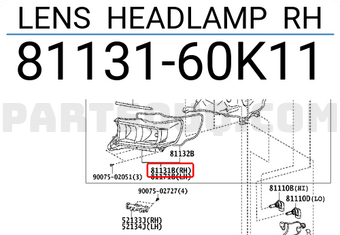 Toyota 8113160K11 LENS HEADLAMP RH