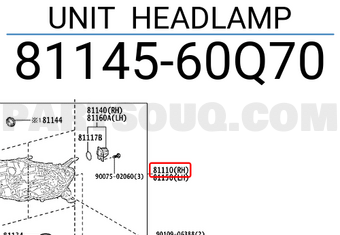 Toyota 8114560Q70 UNIT HEADLAMP