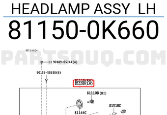 Toyota 811500K660 HEADLAMP ASSY LH