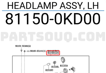 Toyota 811500KD00 HEADLAMP ASSY, LH