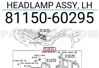 Toyota 8115060295 HEADLAMP ASSY, LH
