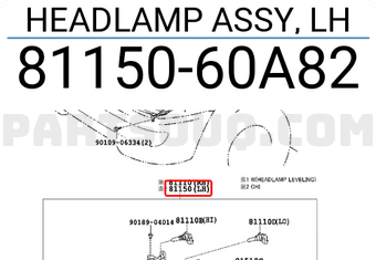 Toyota 8115060A82 HEADLAMP ASSY, LH