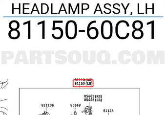 Toyota 8115060C81 HEADLAMP ASSY, LH