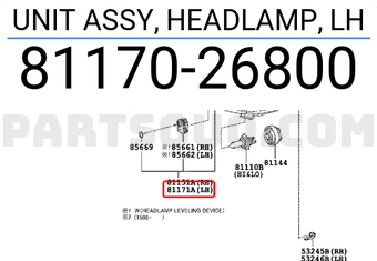 Toyota 8117026800 UNIT ASSY, HEADLAMP, LH