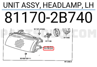 Toyota 811702B740 UNIT ASSY, HEADLAMP, LH