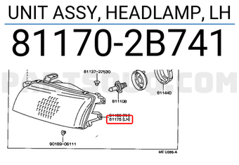 Toyota 811702B741 UNIT ASSY, HEADLAMP, LH