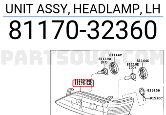 Toyota 8117032360 UNIT ASSY, HEADLAMP, LH
