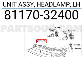 Toyota 8117032400 UNIT ASSY, HEADLAMP, LH