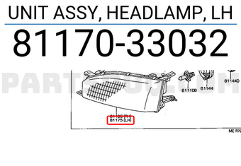 Toyota 8117033032 UNIT ASSY, HEADLAMP, LH