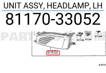 Toyota 8117033052 UNIT ASSY, HEADLAMP, LH