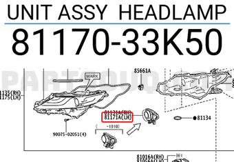 Toyota 8117033K50 UNIT ASSY HEADLAMP