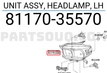 Toyota 8117035570 UNIT ASSY, HEADLAMP, LH
