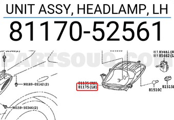Toyota 8117052561 UNIT ASSY, HEADLAMP, LH