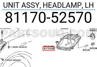 Toyota 8117052570 UNIT ASSY, HEADLAMP, LH