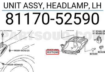Toyota 8117052590 UNIT ASSY, HEADLAMP, LH